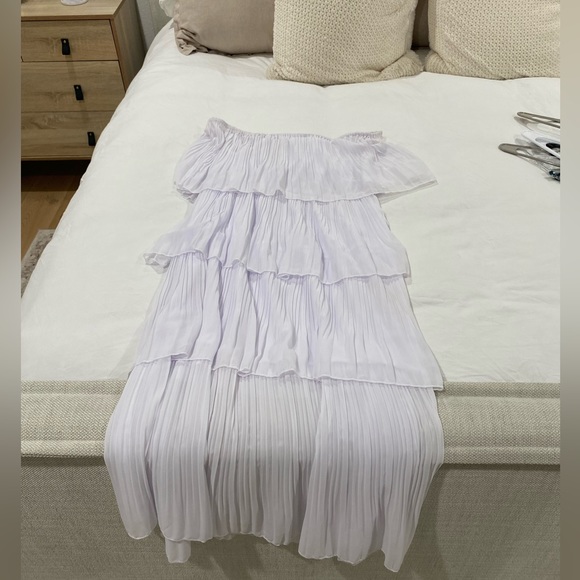 Off The Shoulder Ruffled Tiered Dress in White - Picture 4 of 5